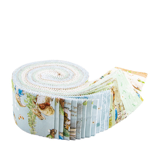 Preorder - Peter Rabbit™ & Benjamin Bunny™ Rolie Polie – 40pc 2 ½” Fabric Strips – Riley Blake Designs – Beatrix Potter