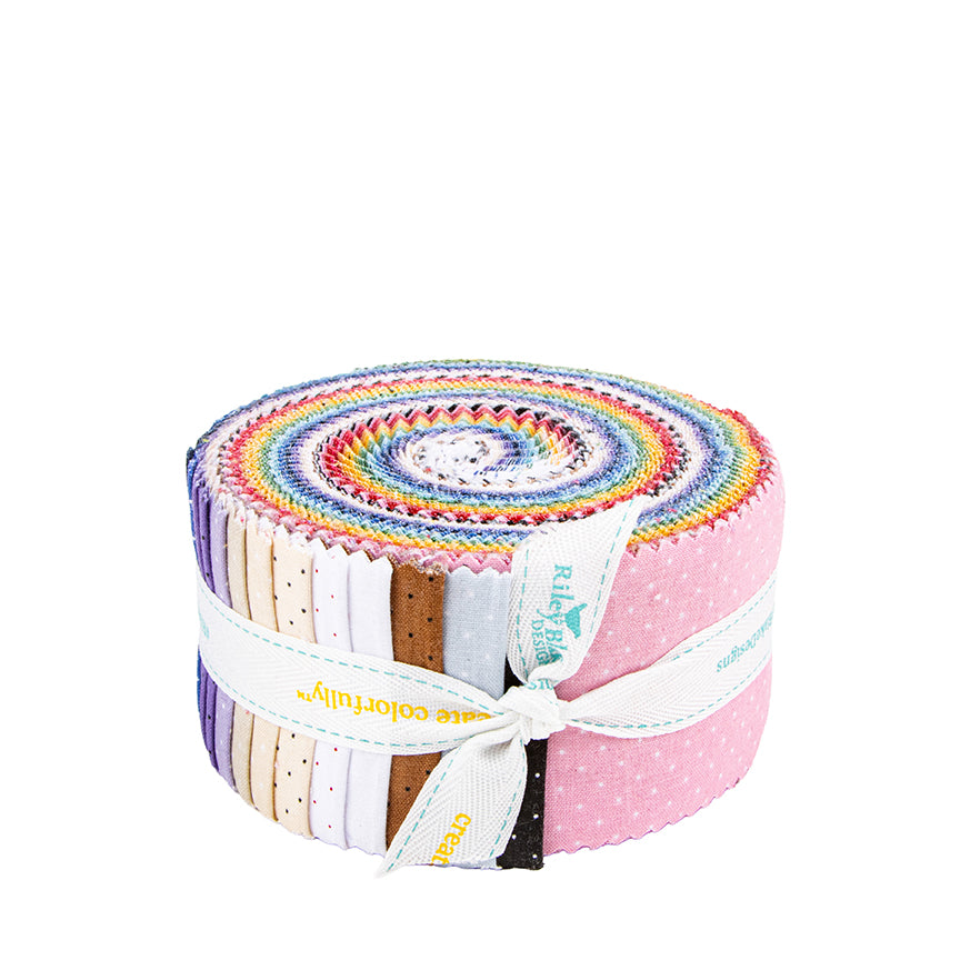 American Jane Pindots Rolie Polie – 2½" Precut Fabric Strips – 40-Piece Bundle – Riley Blake Designs