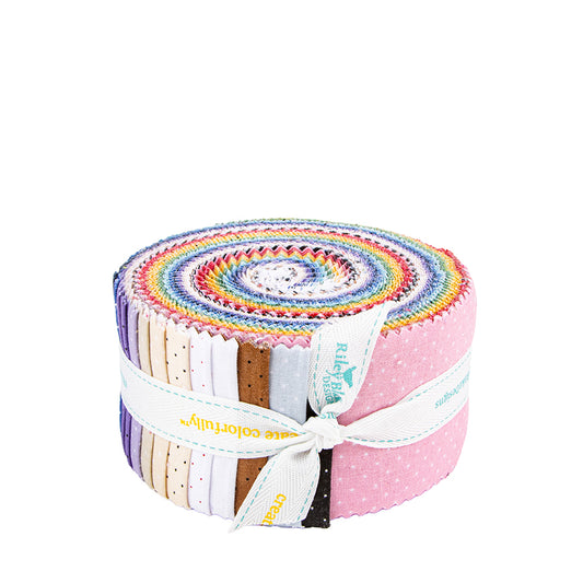 American Jane Pindots Rolie Polie – 2½" Precut Fabric Strips – 40-Piece Bundle – Riley Blake Designs