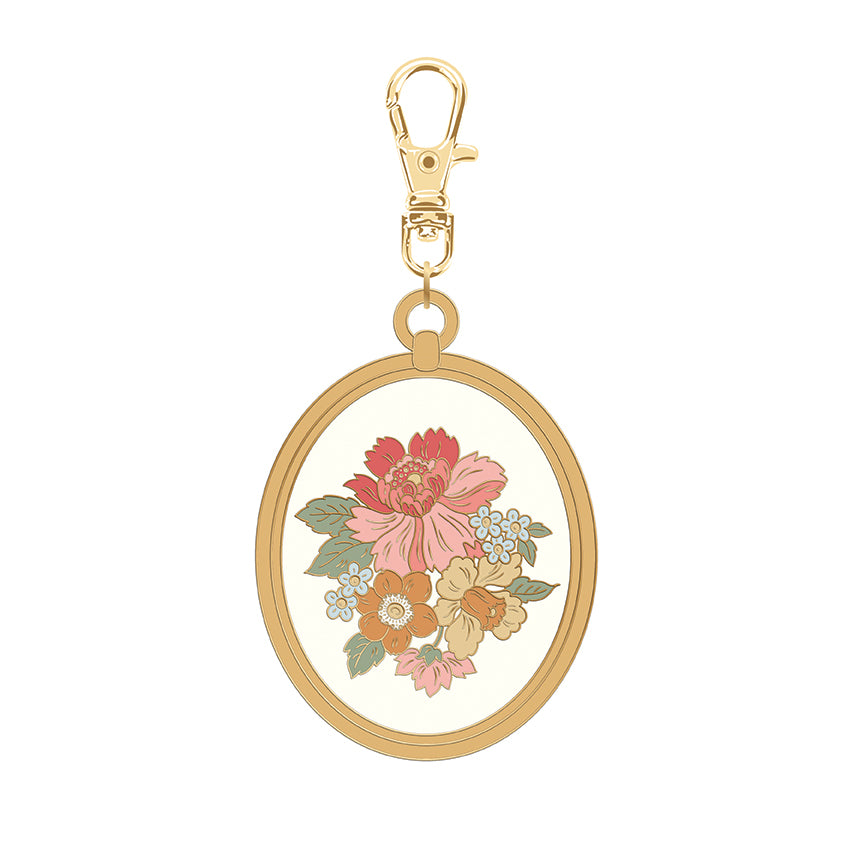 Jane Austen Floral Enamel Charm โ Zipper Pull and Scissor Fob