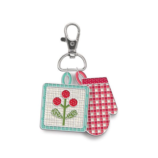 Lori Holt Hot Pads Happy Charm β Enamel Zipper Pull for Sewing & Crafts