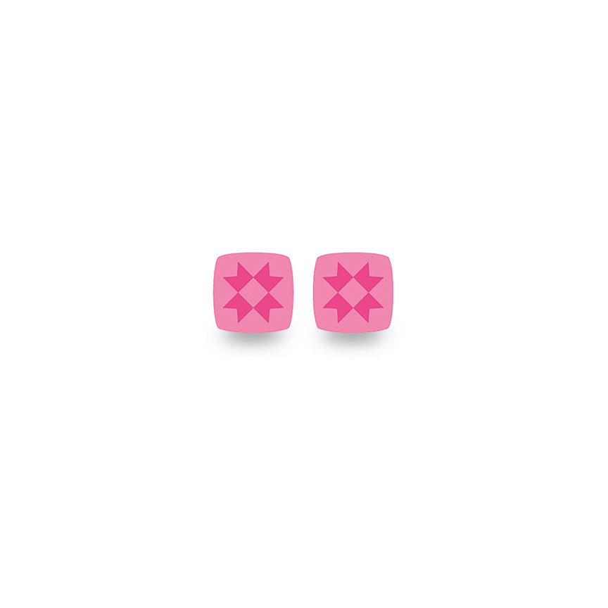 Leather Earrings Sawtooth Star Posts Pink – 50% Deposit March 2027 Preorder