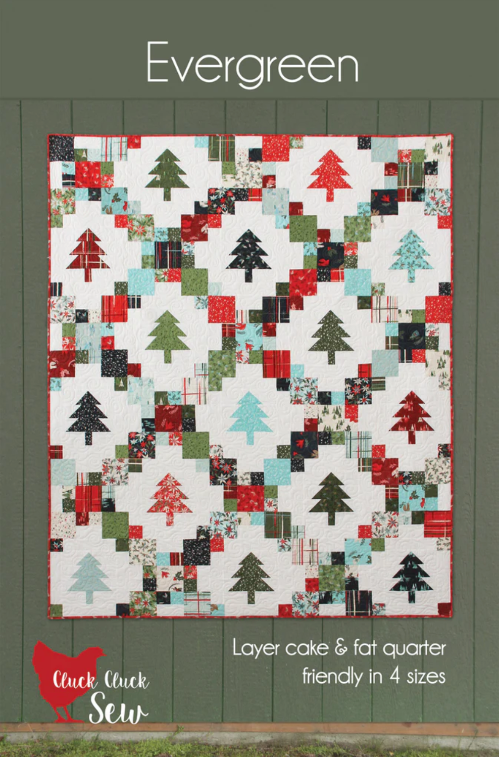 Evergreen Quilt Pattern – Cluck Cluck Sew – Christmas Tree Quilt – Fat Quarter and Layer Cake Friendly – 4 Sizes