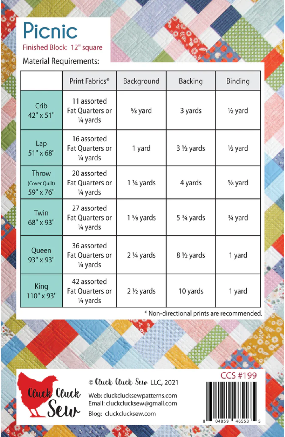 Picnic Quilt Pattern – Cluck Cluck Sew