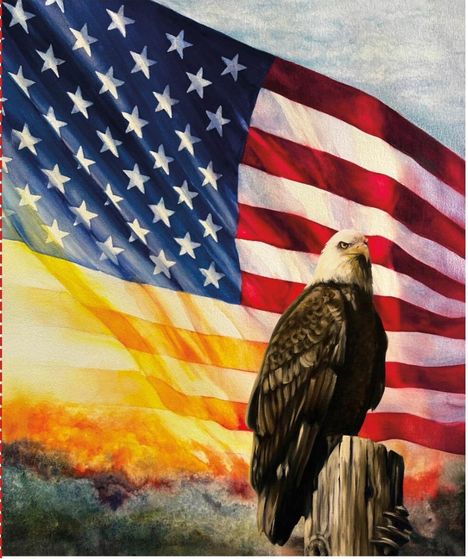 American Honor Bald Eagle Panel by Vicki Gifford for Riley Blake Designs – Patriotic Quilting Fabric – 35 ½" x 43 ½"
