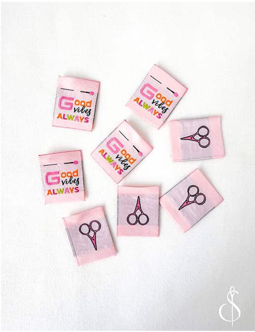 Good Vibes Woven Labels | Set of 8 by Minki Kim for Riley Blake Designs