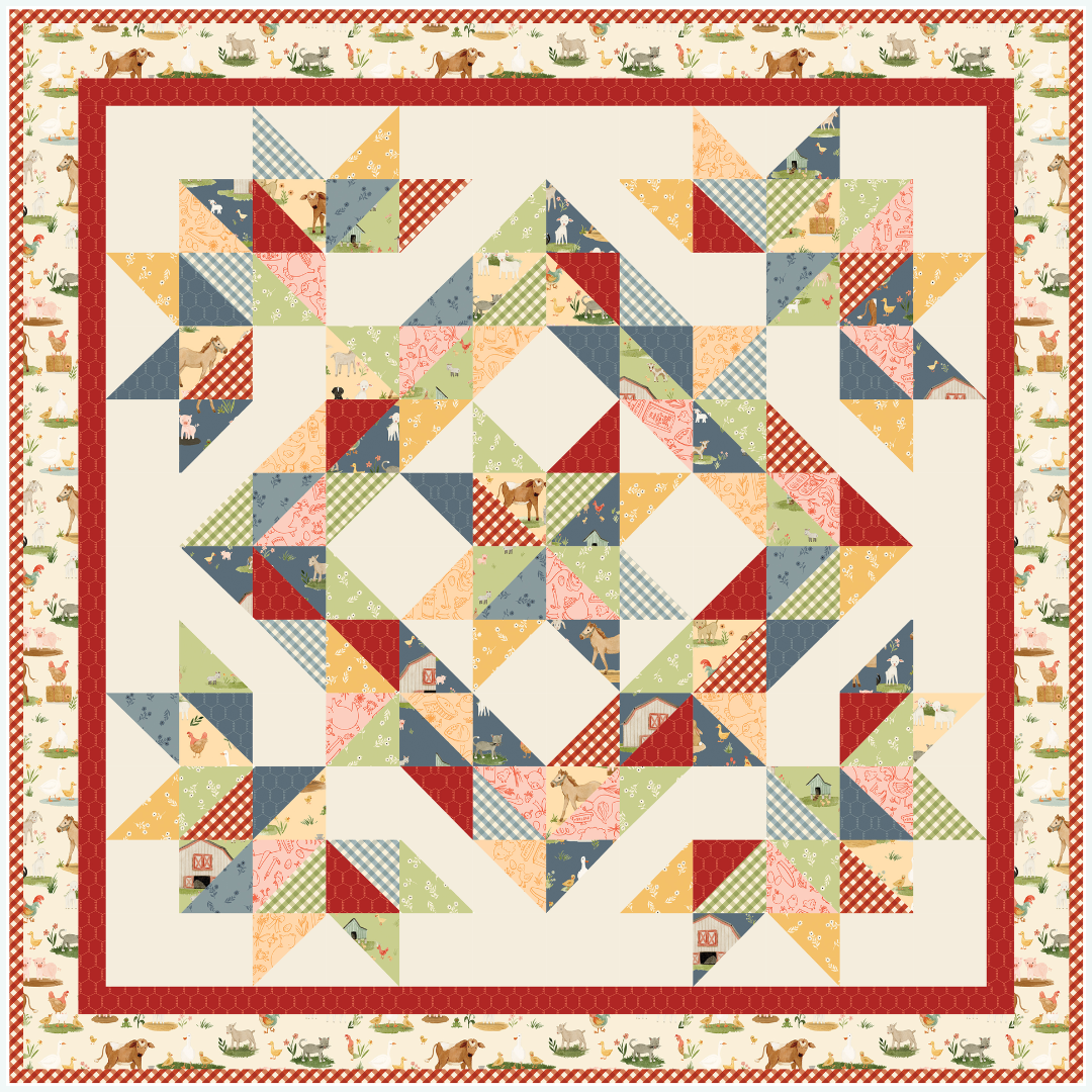 Whimsical Baby Quilt Kit | Lil' Farm Friends | 44" x 44" | 50% Deposit Preorder | August 2026