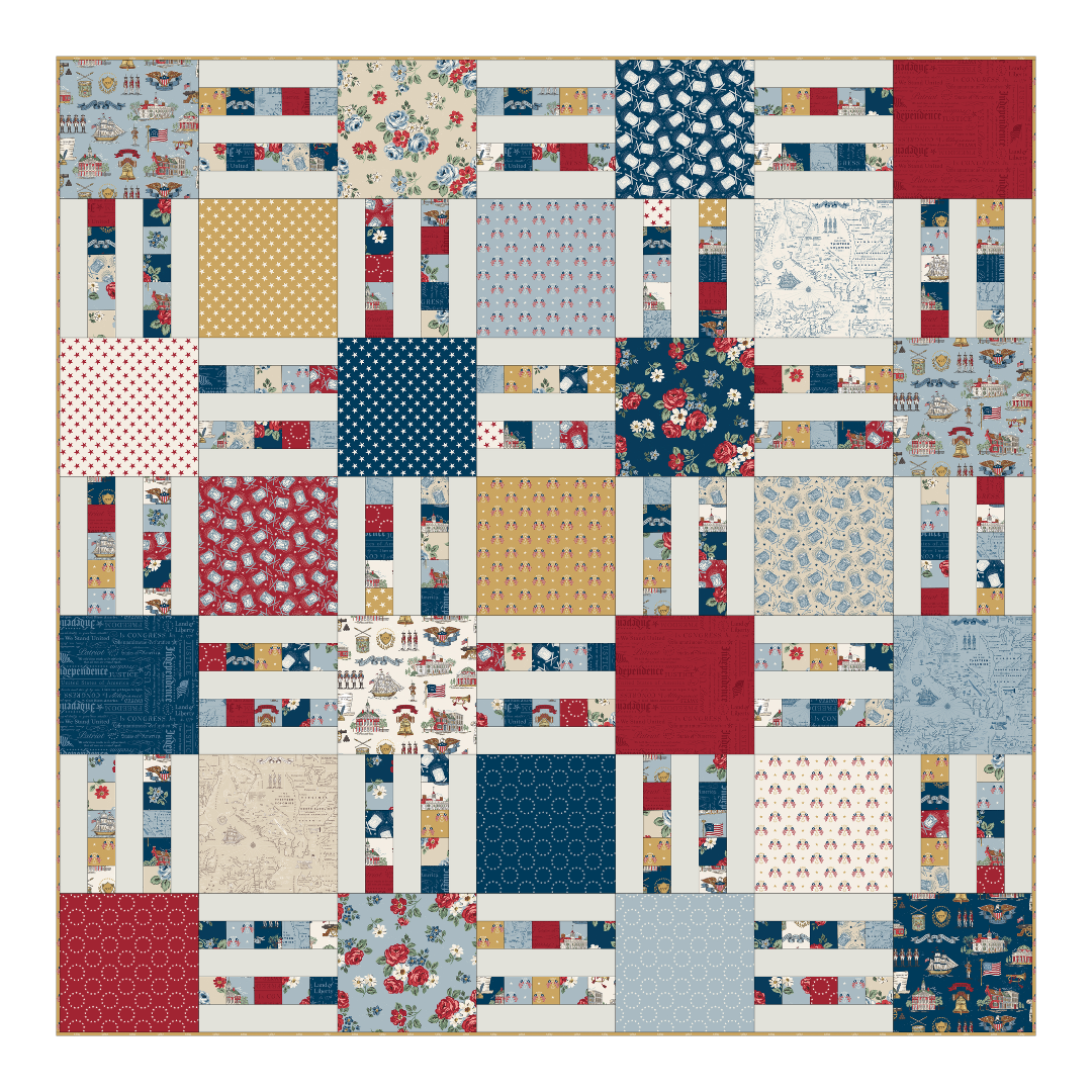Picket Fence Quilt Kit – 67" x 67" Square Throw – Independence – Busy Hands Quilts