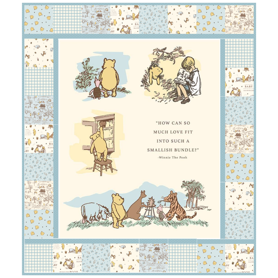 Winnie-the-Pooh Baby Panel Quilt Kit – Blue Colorway – 48½" x 56½" – November 2026 Preorder – 50% Deposit