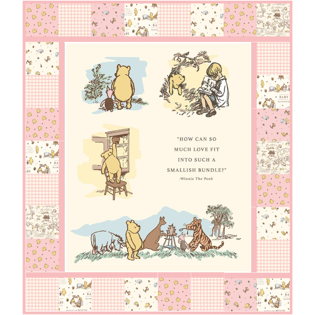 Winnie-the-Pooh Baby Panel Quilt Kit – Pink Colorway – 48½" x 56½" – November 2026 Preorder – 50% Deposit