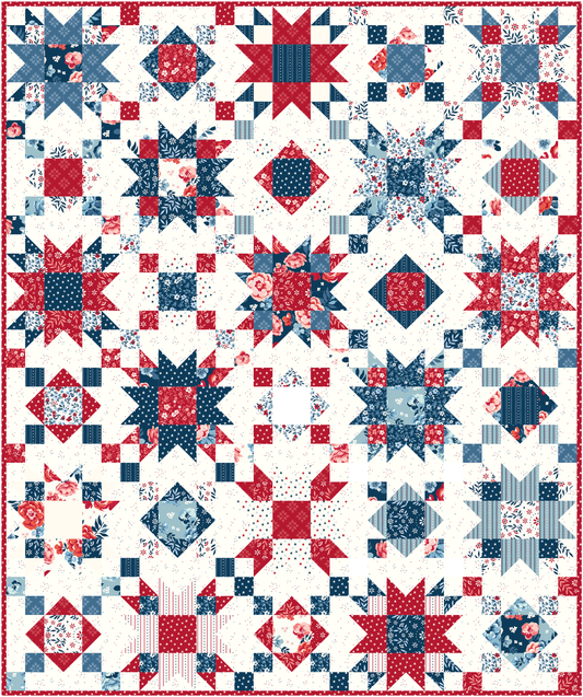 Summer on the Porch Throw Quilt Kit Reservation - Star-Spangled Garden - February 2027 - 50% Deposit