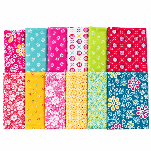 Chasing Rainbows – 12-Piece Curated Fat Quarter Bundle – Bright Blooms #2