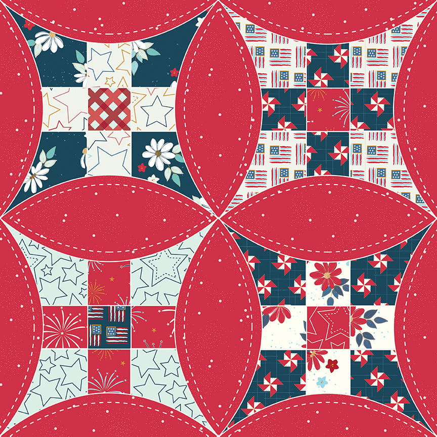 Sweet Freedom Red Wide Back – 107"/108" by Beverly McCullough | Quality Quilting Fabric