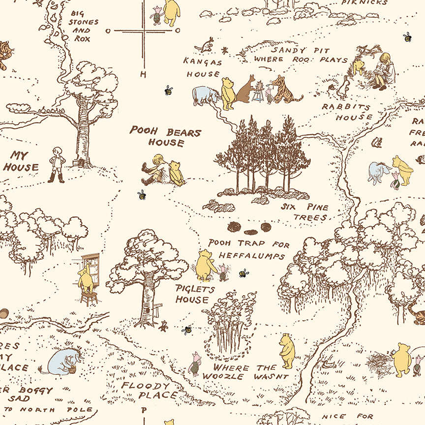 Winnie-the-Pooh Baby 108" Wide Back – Hundred Acre Wood Map – 2 1/2 Yards – 50% Deposit – November 2026 Preorder (Copy)