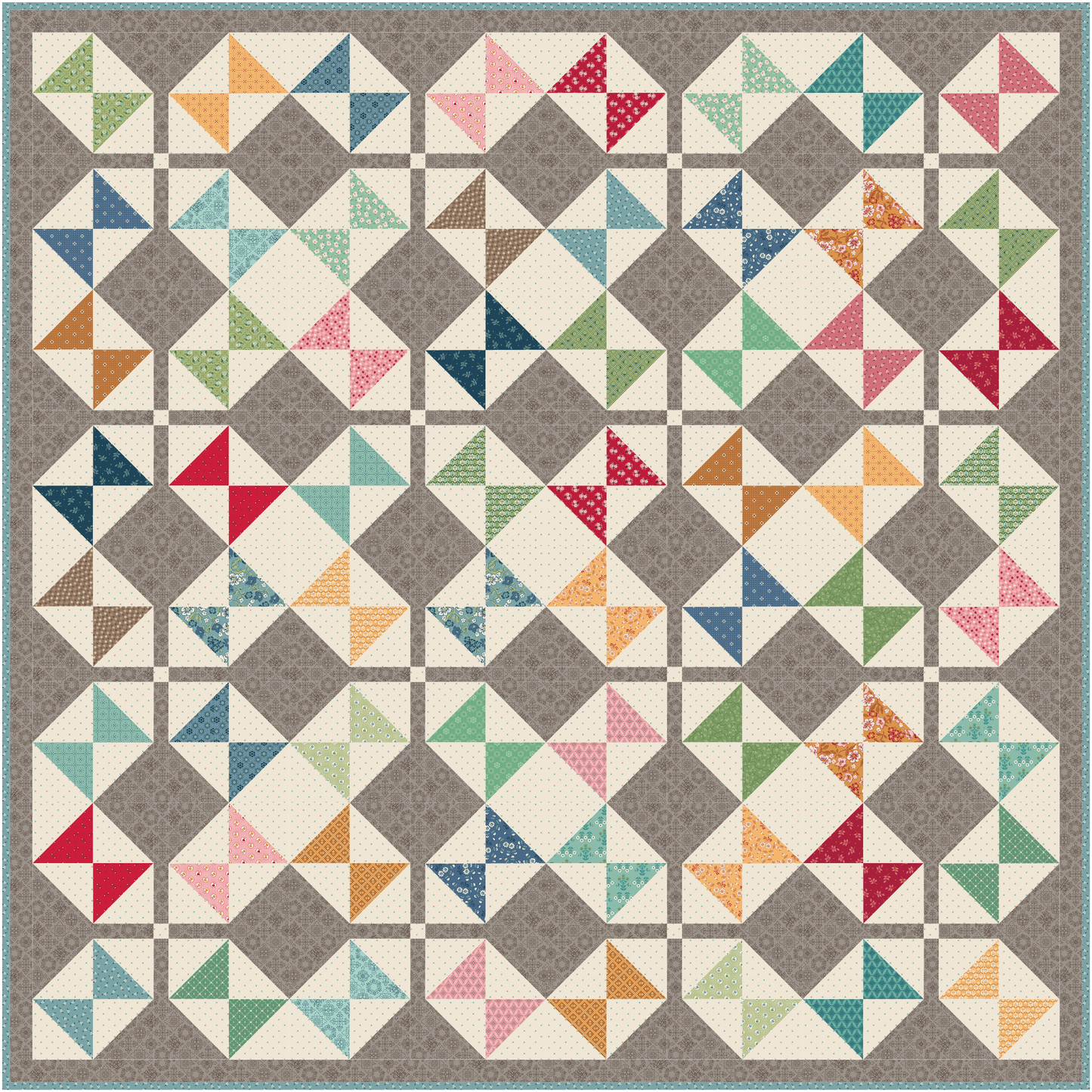Willow Lily Throw Quilt Kit Featuring Family Reunion by Lori Holt – Finished Size 71½" x 71½" 50% Deposit December 2026 Preorder