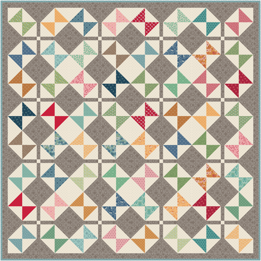 Willow Lily Throw Quilt Kit Featuring Family Reunion by Lori Holt – Finished Size 71½" x 71½" 50% Deposit December 2026 Preorder