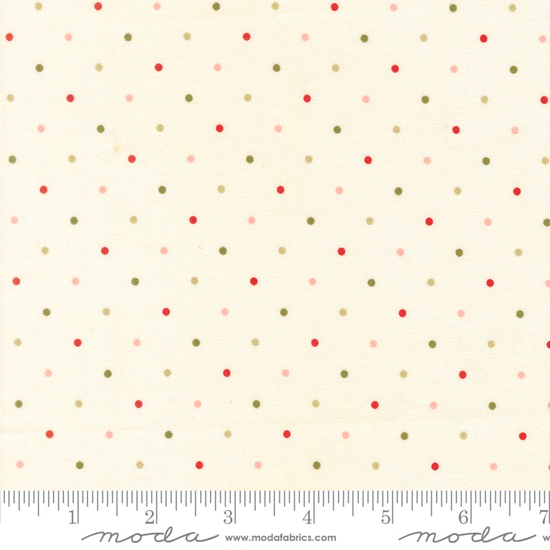 Lella Boutique Peppermint Cocoa Cream Multi Dot – Moda 5230 81 (By the Yard) (with ruler)