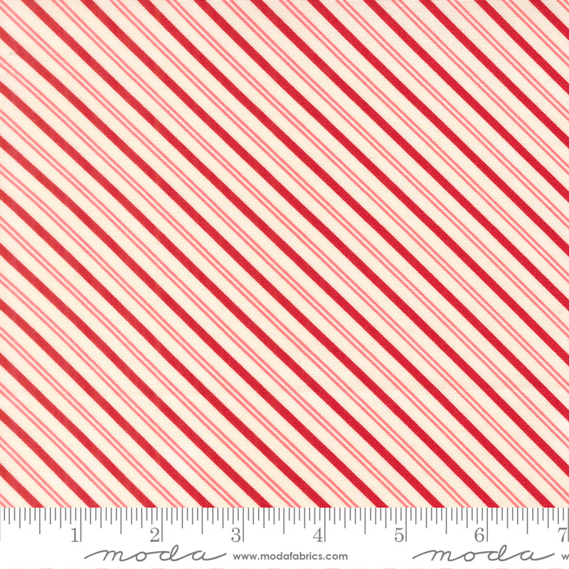 Lella Boutique Peppermint Cocoa Red/Cream Stripe – Moda 5285 11 (By the Yard) (with ruler)