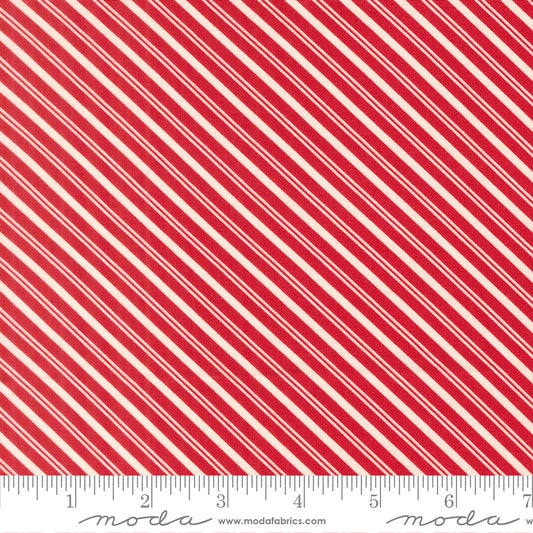 Lella Boutique Peppermint Cocoa Red Diagonal Stripe β Moda 5285 13 (By the Yard) (with ruler)