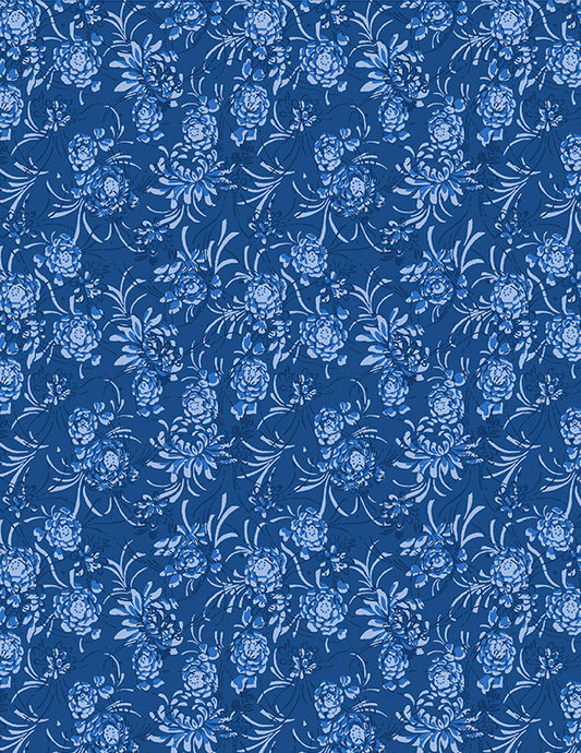Kaye England Chateau Bleu Chrysanthemum Toss Navy – 50% Deposit May 2027 Preorder