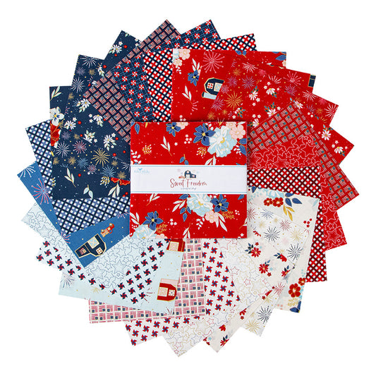 Sweet Freedom 10" Stacker – 42 Pieces | Beverly McCullough for Riley Blake Designs | Patriotic Quilt Fabric Precut Bundle