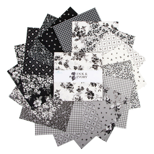 Ink &amp; Ivory 10" Stacker – 42 Pieces by Riley Blake Designs | Neutral Precut Fabric