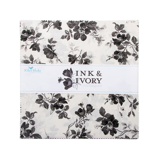 Ink &amp; Ivory 10" Stacker – 42 Pieces by Riley Blake Designs | Neutral Precut Fabric