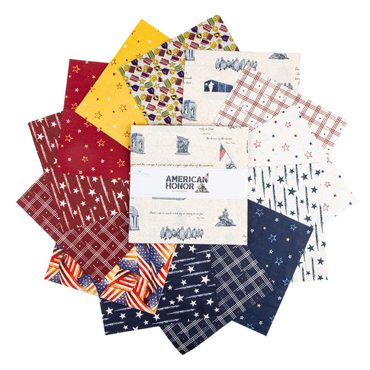 Preorder - American Honor 10” Stacker – 42 Precut Squares | Patriotic Fabric by Vicki Gifford for Riley Blake Designs