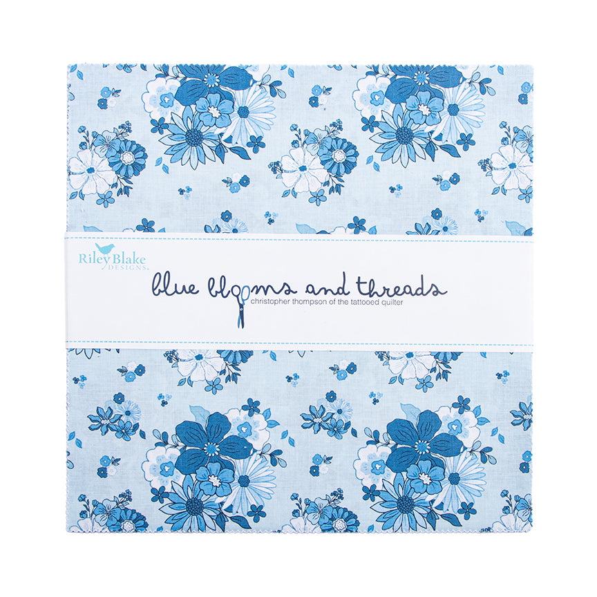 Preorder - Blue Blooms & Threads 10" Stacker (42 pcs) by Christopher Thompson | Riley Blake Designs