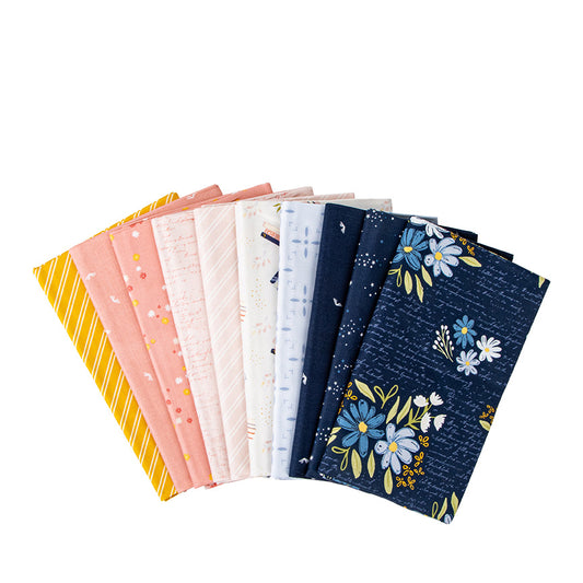 Between the Pages 1-Yard Bundle – Navy Colorway – Fran Gulick for Riley Blake Designs – 10 One-Yard Cuts