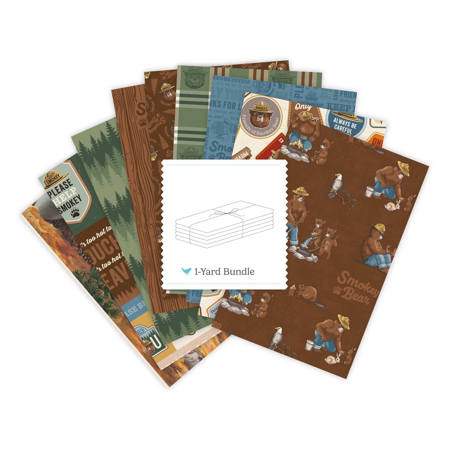 Keep It Green 1-Yard Bundle – Brown Colorway + 2 Smokey Bear Panels | 7 Yards | 50% Deposit Preorder | May 2027