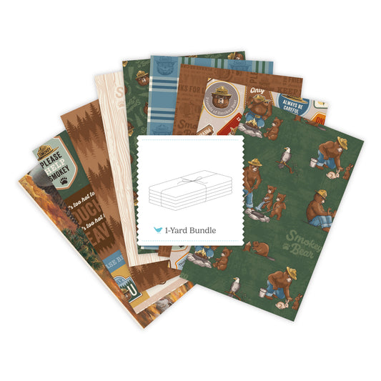 Keep It Green 1-Yard Bundle – Green Colorway + 2 Smokey Bear Panels | 7 Yards | 50% Deposit Preorder | May 2027