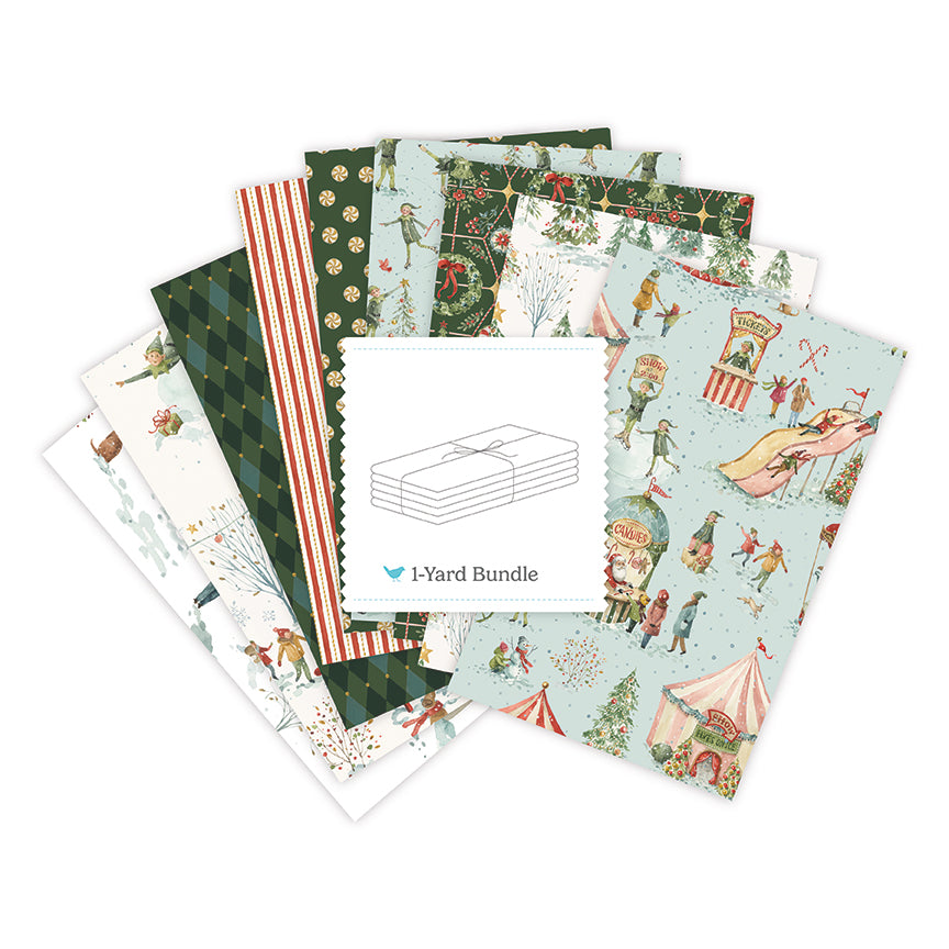 Santa’s Fair Blue 1-Yard Bundle + 2 Panels – Lisa Audit | 50% Deposit Preorder | May 2027