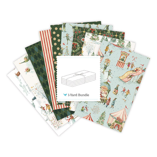 Santa’s Fair Blue 1-Yard Bundle + 2 Panels – Lisa Audit | 50% Deposit Preorder | May 2027