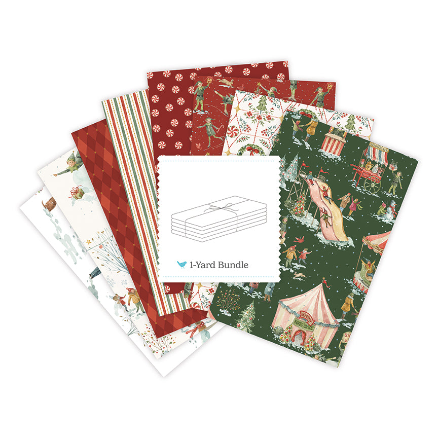 Santa’s Fair Green 1-Yard Bundle + 2 Panels – Lisa Audit | 50% Deposit Preorder | May 2027
