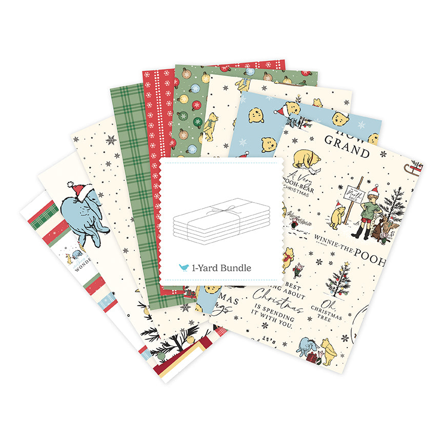 Echo Park Paper Co. Winnie-the-Pooh Christmas 1 Yard Bundle Cream, 9 Pcs. – 50% Deposit June 2027 Preorder