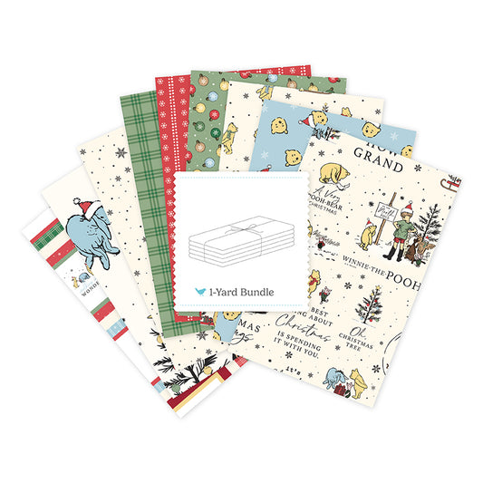 Echo Park Paper Co. Winnie-the-Pooh Christmas 1 Yard Bundle Cream, 9 Pcs. – 50% Deposit June 2027 Preorder