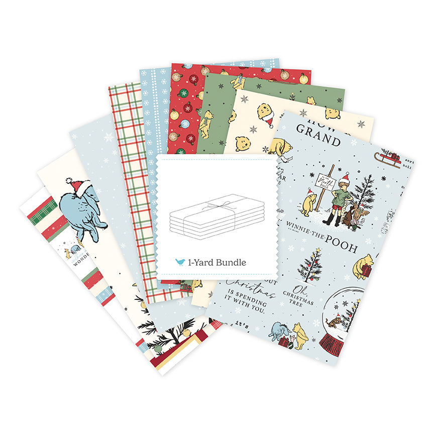 Echo Park Paper Co. Winnie-the-Pooh Christmas 1 Yard Bundle Powder, 9 Pcs. – 50% Deposit June 2027 Preorder