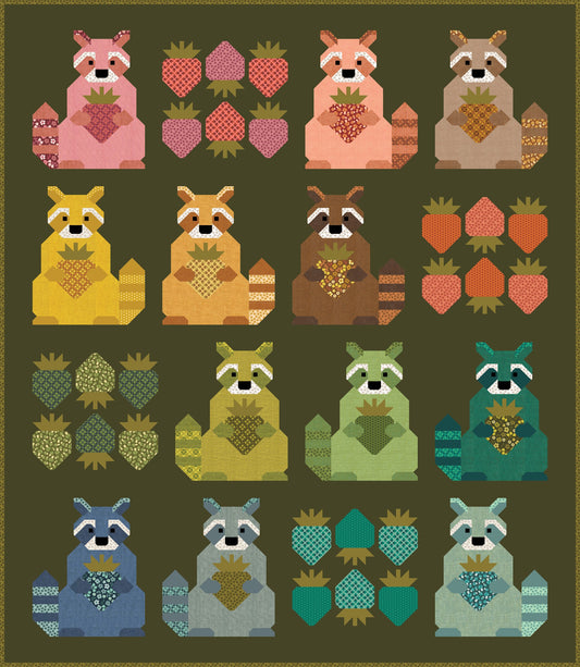 Elizabeth Hartman Toast & Jam Raccoons Love Strawberries Quilt Kit – 50% Deposit May 2027 Preorder
