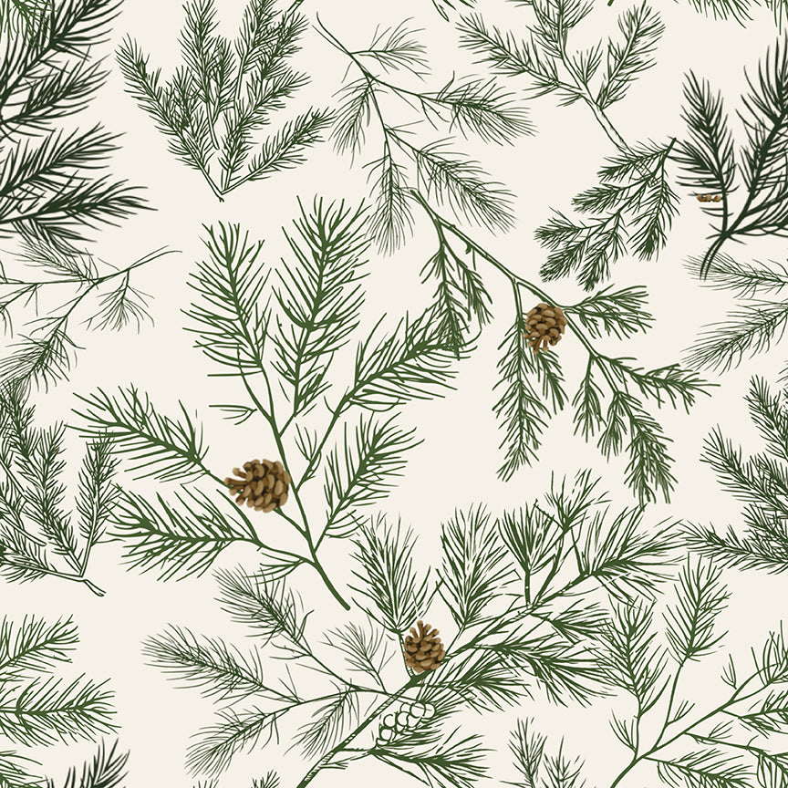 Radiance Quilt Backing Set – Peace on Earth Pine Boughs Cream 108" Wide Back | 2¾ Yards | 50% Deposit Preorder | May 2027