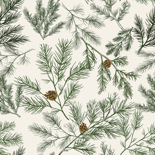 Radiance Quilt Backing Set – Peace on Earth Pine Boughs Cream 108" Wide Back | 2¾ Yards | 50% Deposit Preorder | May 2027