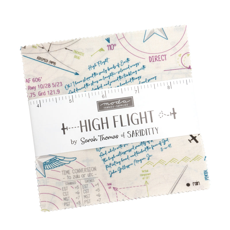 High Flight Charm Pack – Sariditty for Moda Fabrics | Aviation Quilt Fabric | 5" Squares