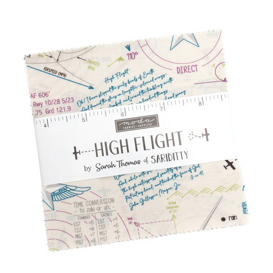 High Flight Charm Pack – Sariditty for Moda Fabrics | Aviation Quilt Fabric | 5" Squares
