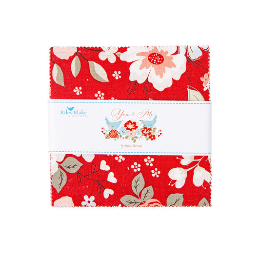 You & Me 5" Stacker – 42 Pieces | Sandy Gervais for Riley Blake Designs | Charm Pack Precut Quilt Fabric
