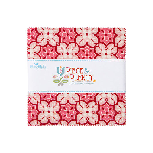 Piece & Plenty 5" Stacker – 42 Pieces | Lori Holt for Riley Blake Designs | Charm Pack Precut Quilt Fabric