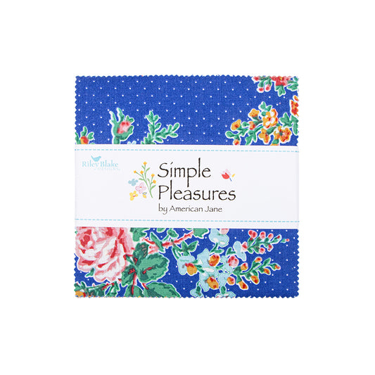 Simple Pleasures 5" Stacker – 42 Precut Squares – American Jane for Riley Blake – 100% Cotton Quilting Fabric – Charm Pack