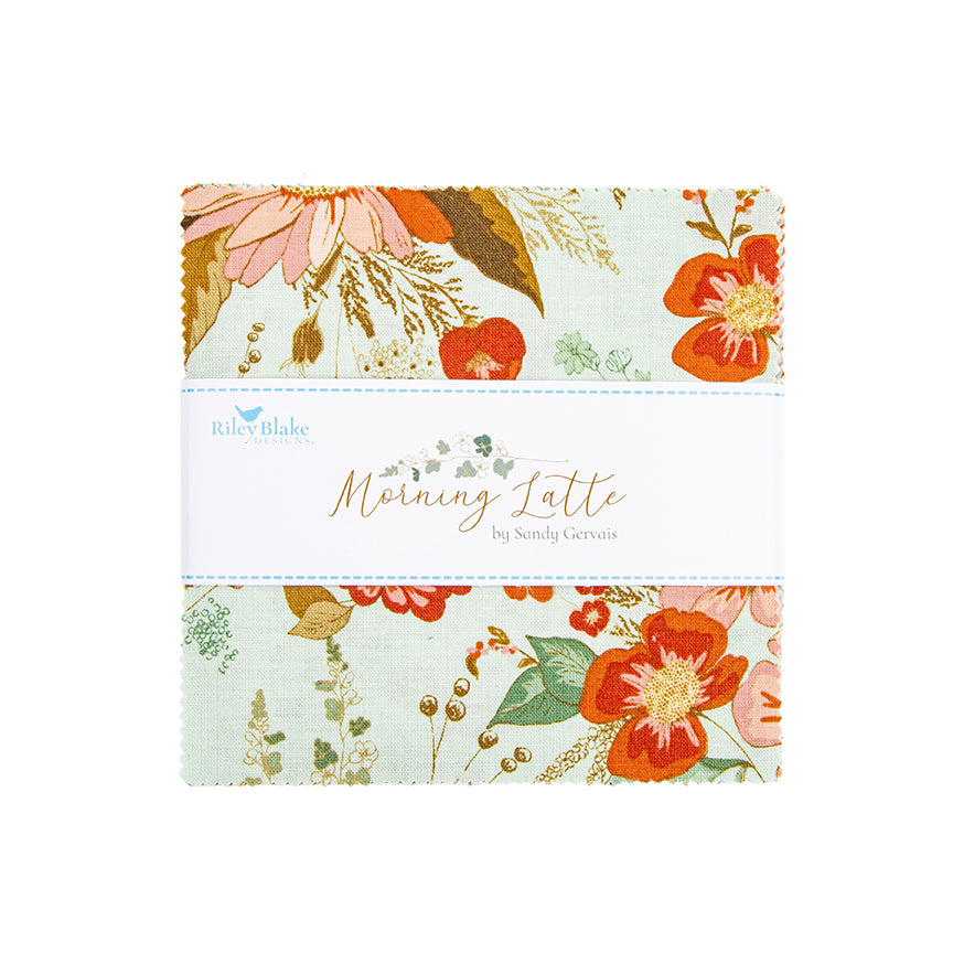 Morning Latte 5" Stacker – 42 Precut Squares by Sandy Gervais for Riley Blake Designs