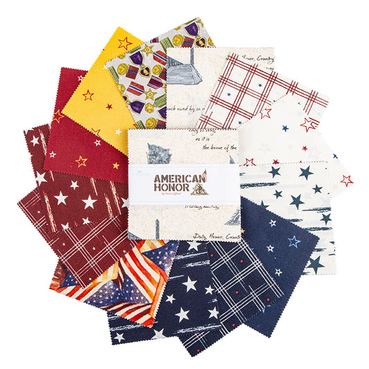 Preorder - American Honor 5” Stacker – 42 Precut Squares | Patriotic Fabric Bundle by Vicki Gifford for Riley Blake Designs
