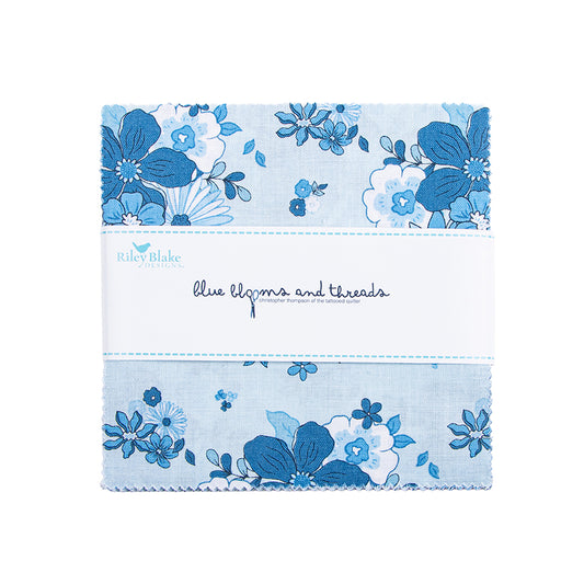 Preorder - Blue Blooms & Threads 5" Stacker | Christopher Thompson | Riley Blake Designs | 42 Precut Squares