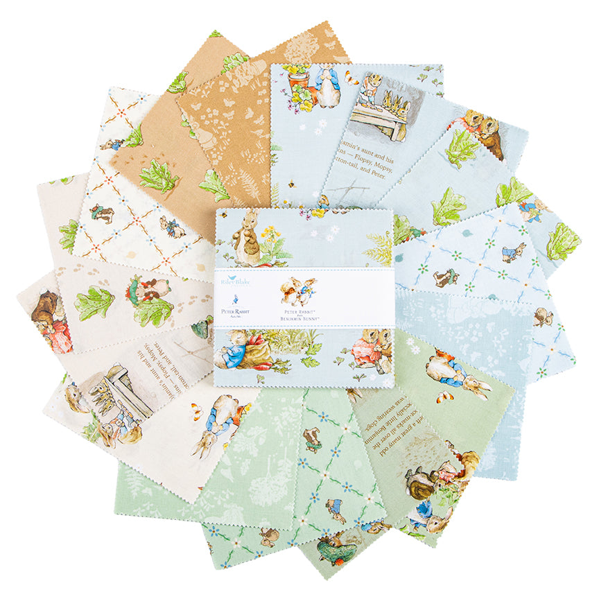 Preorder - Peter Rabbit™ & Benjamin Bunny™ 5” Stacker – 42 Precut Squares – Riley Blake Designs